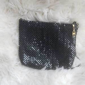 Warren Reed Black Metal Mesh Clutch Purse Handbag